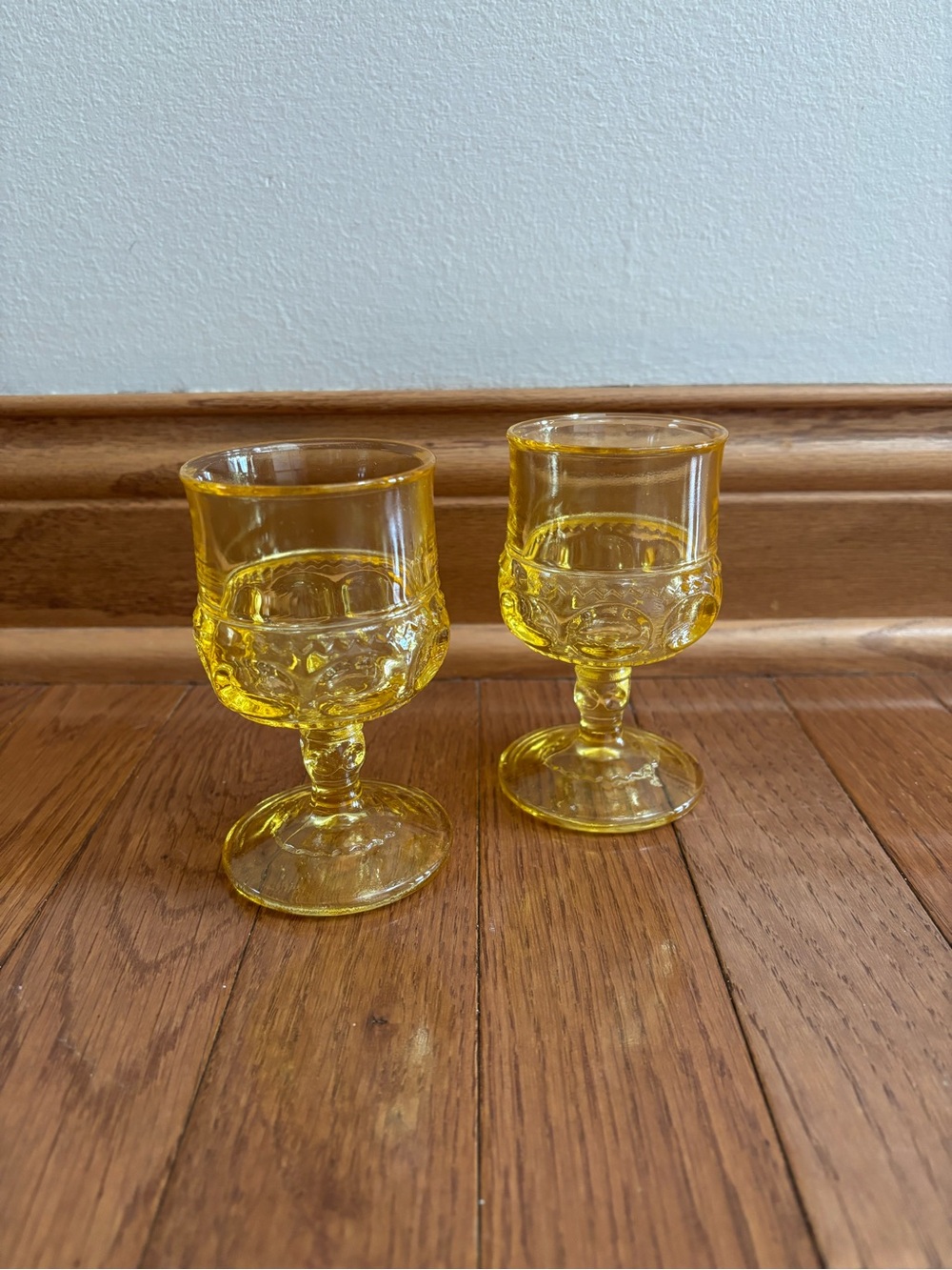 Vintage MCM Yellow Glass Goblets